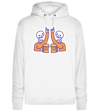 Two Skeletons Drinking Design - Premium unisex hoodie_WHITE_front