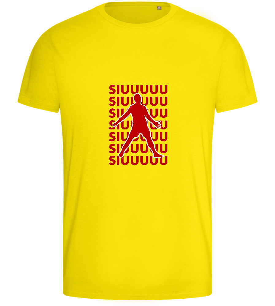 Soccer Celebration Design - Basic men's fitted t-shirt_YELLOW_front