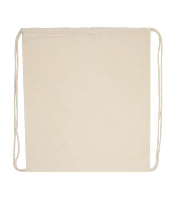 Basic cotton drawstring bag_BEIGE_front