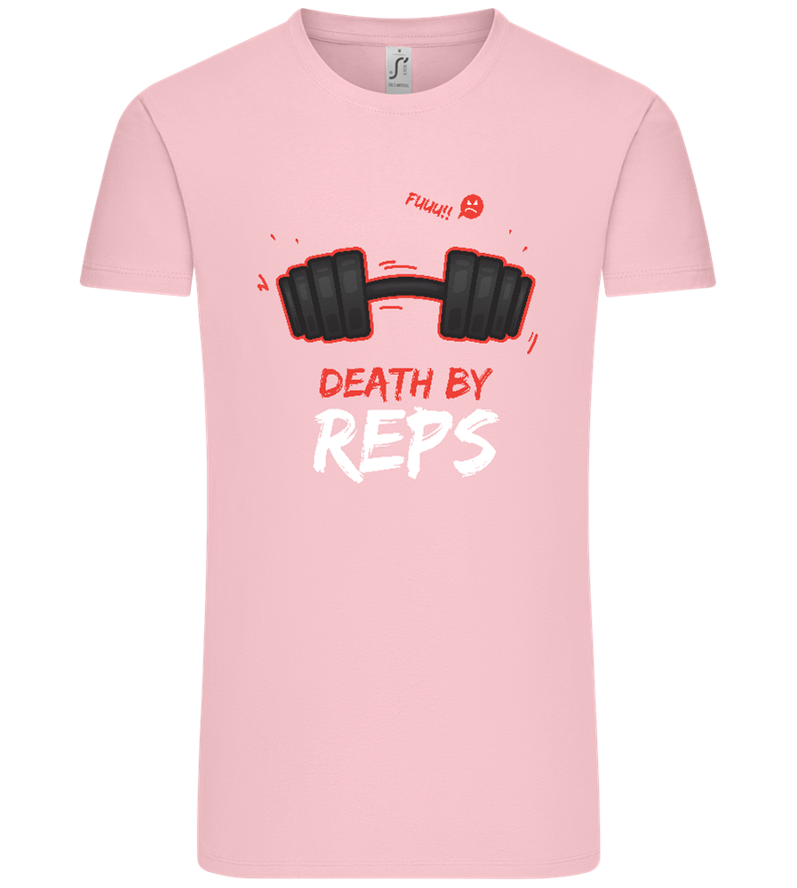 Death By Reps Barbell Design - Comfort Unisex T-Shirt_CANDY PINK_front