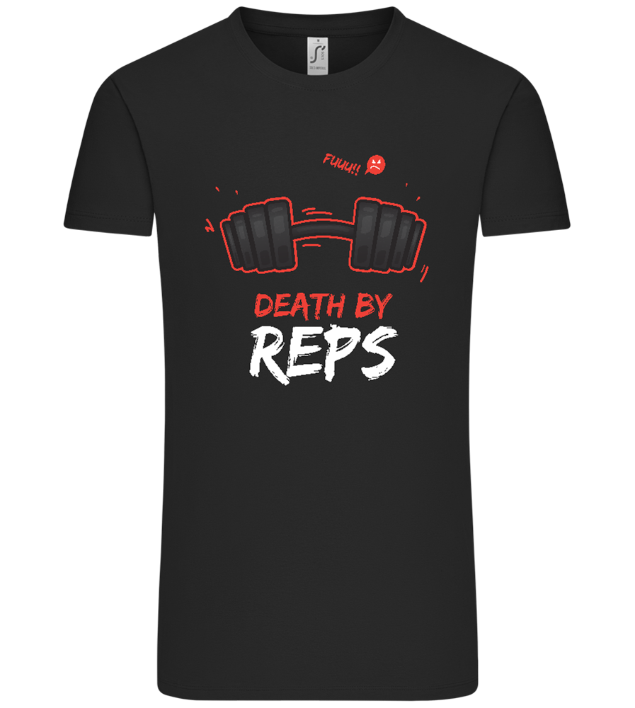 Death By Reps Barbell Design - Comfort Unisex T-Shirt_DEEP BLACK_front