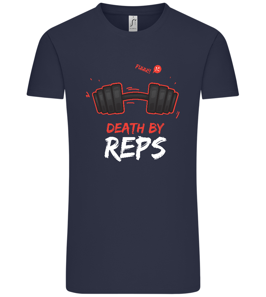 Death By Reps Barbell Design - Comfort Unisex T-Shirt_FRENCH NAVY_front