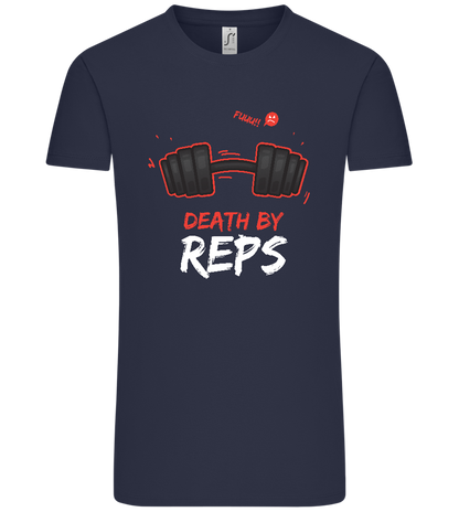 Death By Reps Barbell Design - Comfort Unisex T-Shirt_FRENCH NAVY_front