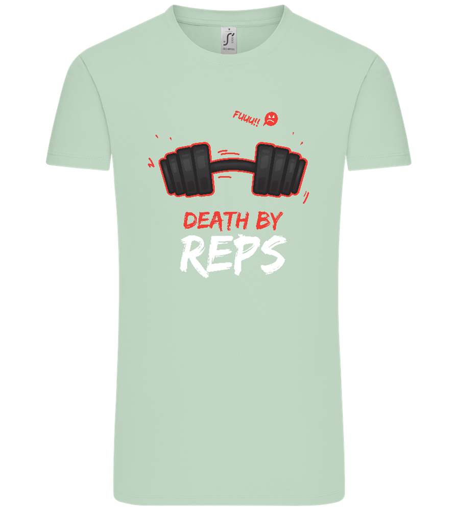 Death By Reps Barbell Design - Comfort Unisex T-Shirt_ICE GREEN_front