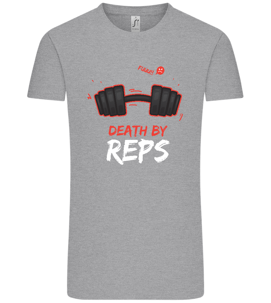 Death By Reps Barbell Design - Comfort Unisex T-Shirt_ORION GREY_front