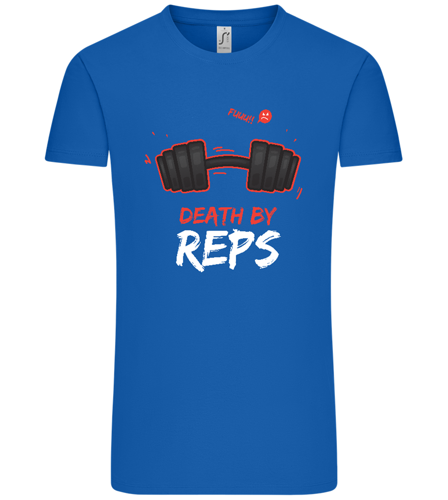 Death By Reps Barbell Design - Comfort Unisex T-Shirt_ROYAL_front