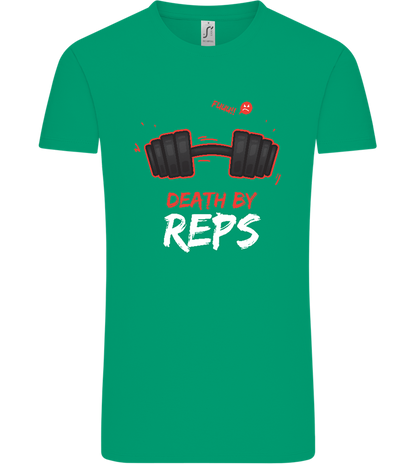 Death By Reps Barbell Design - Comfort Unisex T-Shirt_SPRING GREEN_front