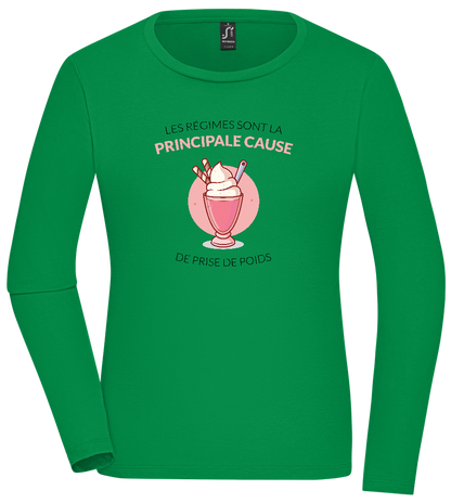 Cause For Weight Gain Design - Comfort women's long sleeve t-shirt_MEADOW GREEN_front