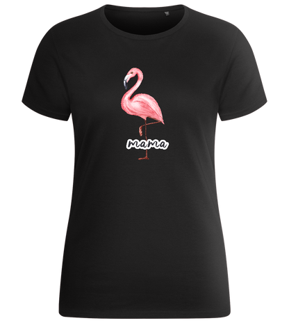 Flamingo Mama Design - Basic women's fitted t-shirt_DEEP BLACK_front