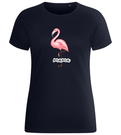 Flamingo Mama Design - Basic women's fitted t-shirt_FRENCH NAVY_front