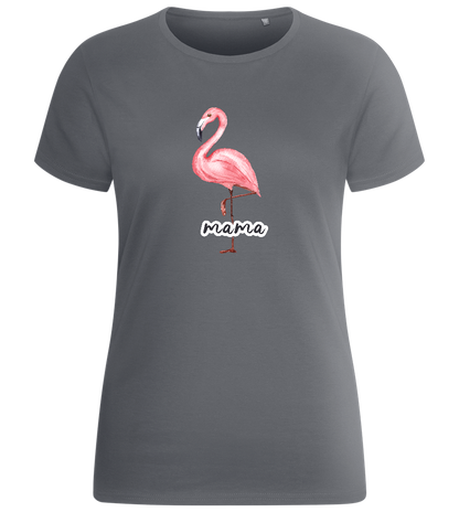 Flamingo Mama Design - Basic women's fitted t-shirt_MOUSE GREY_front