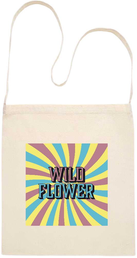 Wild Flower Design - Essential cross shoulder cotton tote bag_BEIGE_front