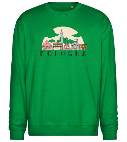 Bologna City Skyline Design - Comfort Essential Unisex Sweater_MEADOW GREEN_front