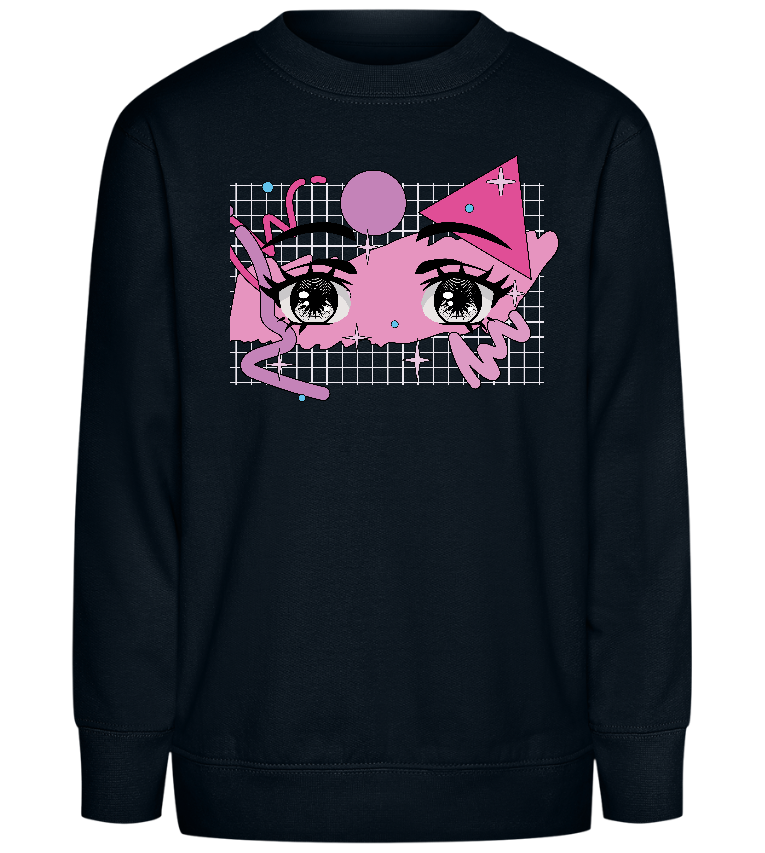 Kawaii Eyes Design - Comfort Kids Sweater_BLACK_front