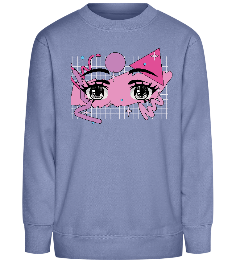 Kawaii Eyes Design - Comfort Kids Sweater_BLUE_front