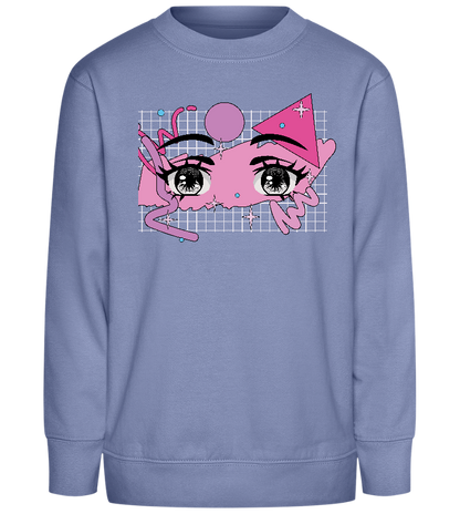 Kawaii Eyes Design - Comfort Kids Sweater_BLUE_front