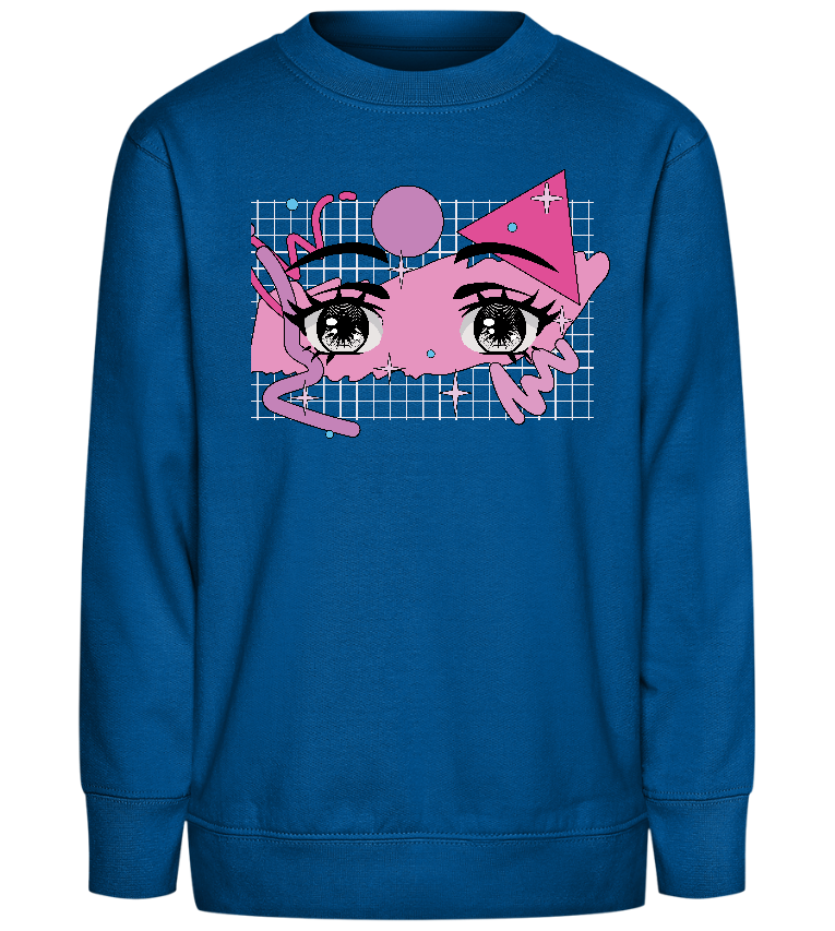 Kawaii Eyes Design - Comfort Kids Sweater_ROYAL_front