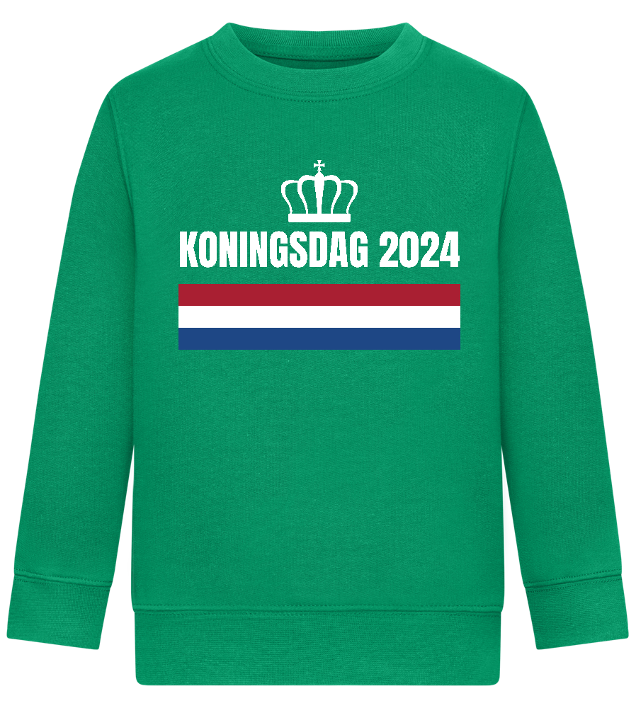 Kingsday Flag Design - Comfort Kids Sweater_MEADOW GREEN_front