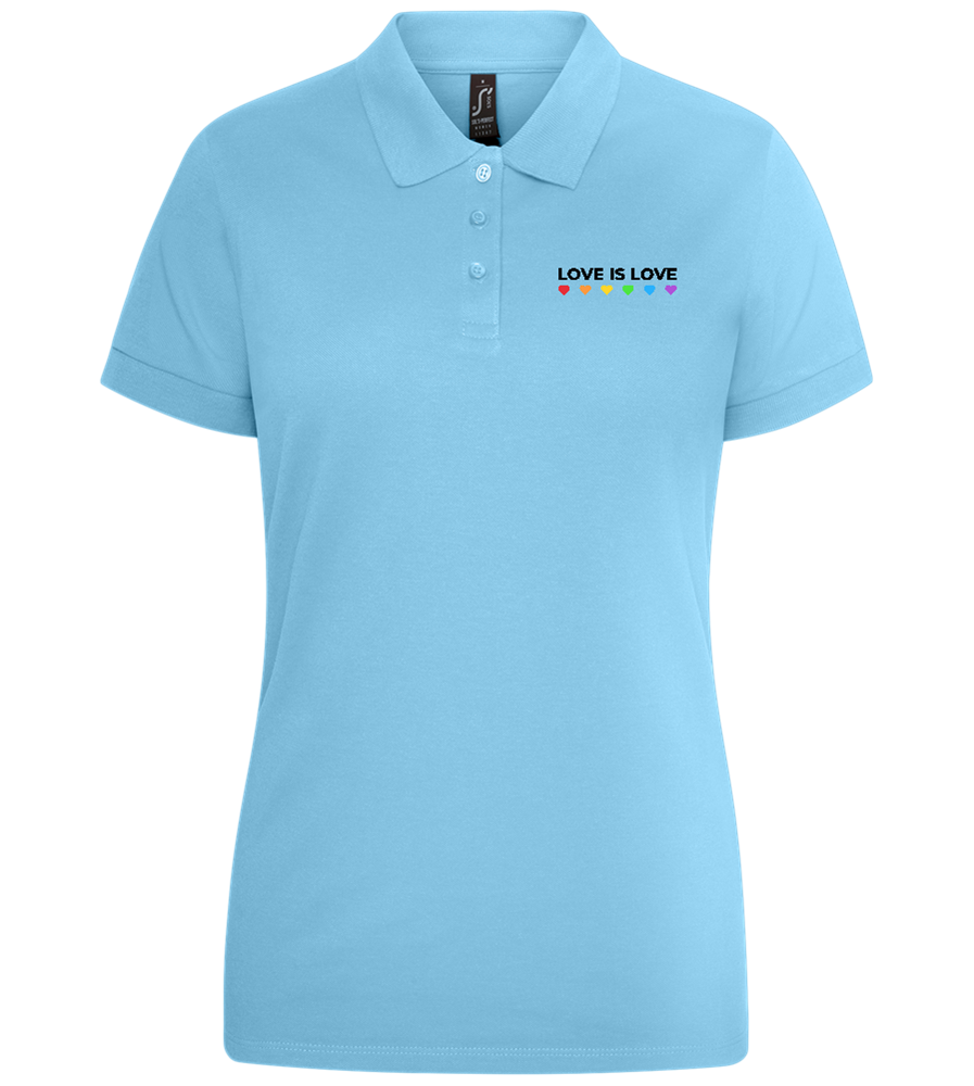 Love is Love Hearts Design - Premium women's polo shirt_STONE SKY_front