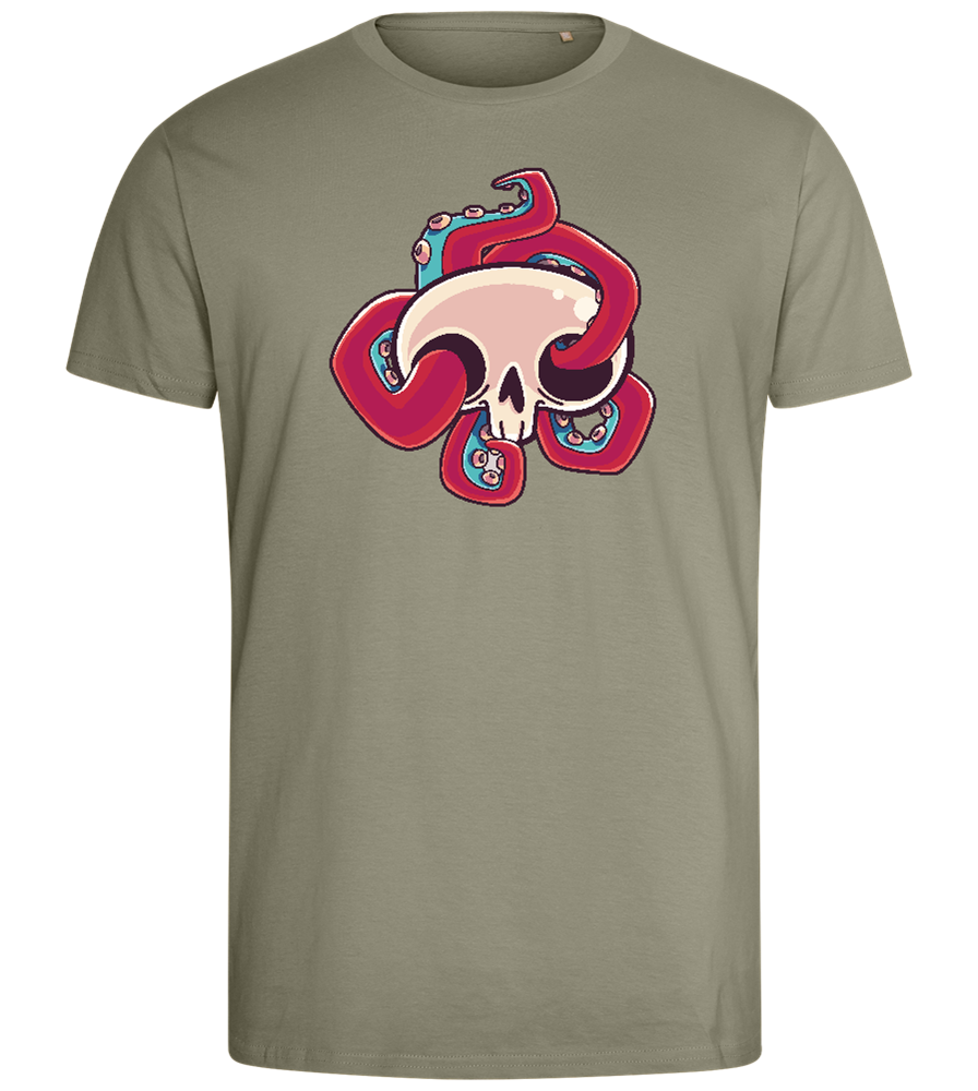 Squid Skull Design - Comfort men's fitted t-shirt_KHAKI_front