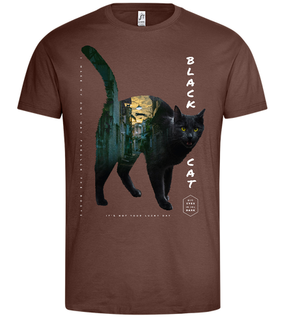 Black Cat City Design - Premium men's t-shirt_CHOCOLATE_front