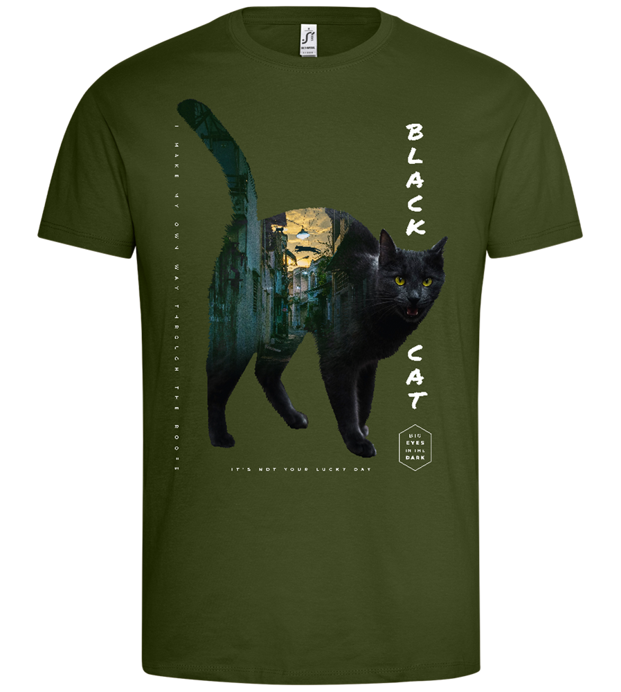 Black Cat City Design - Premium men's t-shirt_DARK KHAKI_front