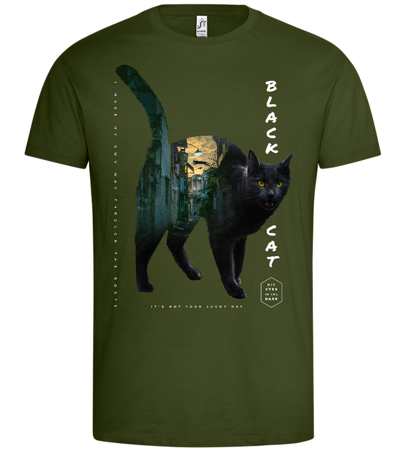 Black Cat City Design - Premium men's t-shirt_DARK KHAKI_front