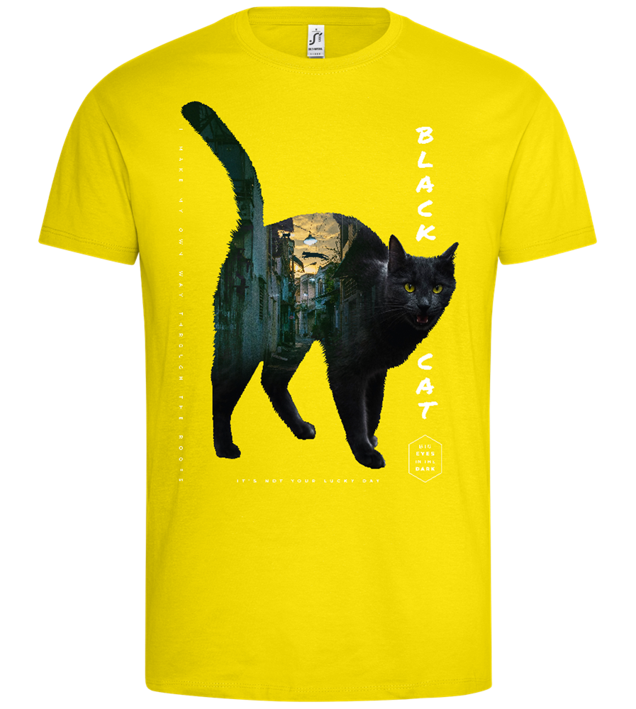 Black Cat City Design - Premium men's t-shirt_YELLOW_front