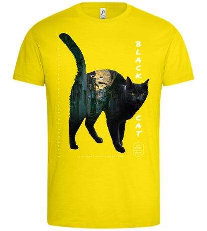 Black Cat City Design - Premium men's t-shirt_YELLOW_front