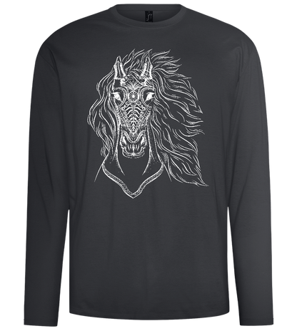 White Abstract Horsehead Design - Comfort men's long sleeve t-shirt_DARK GRAY_front