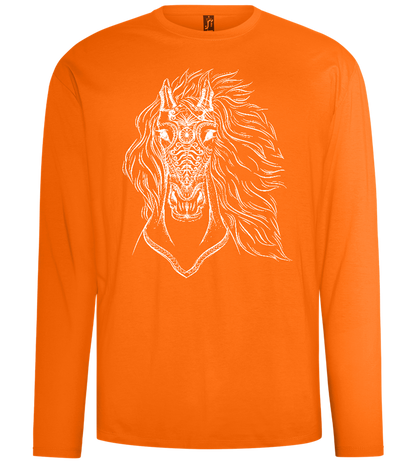 White Abstract Horsehead Design - Comfort men's long sleeve t-shirt_ORANGE_front