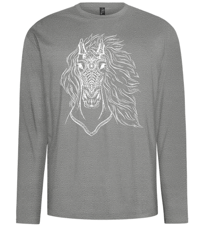 White Abstract Horsehead Design - Comfort men's long sleeve t-shirt_ORION GREY_front