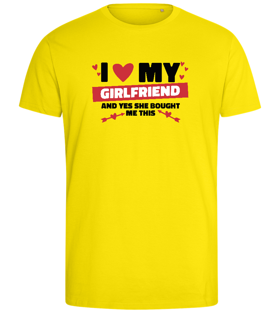 I Love My Girlfriend Design - Comfort men's fitted t-shirt_YELLOW_front