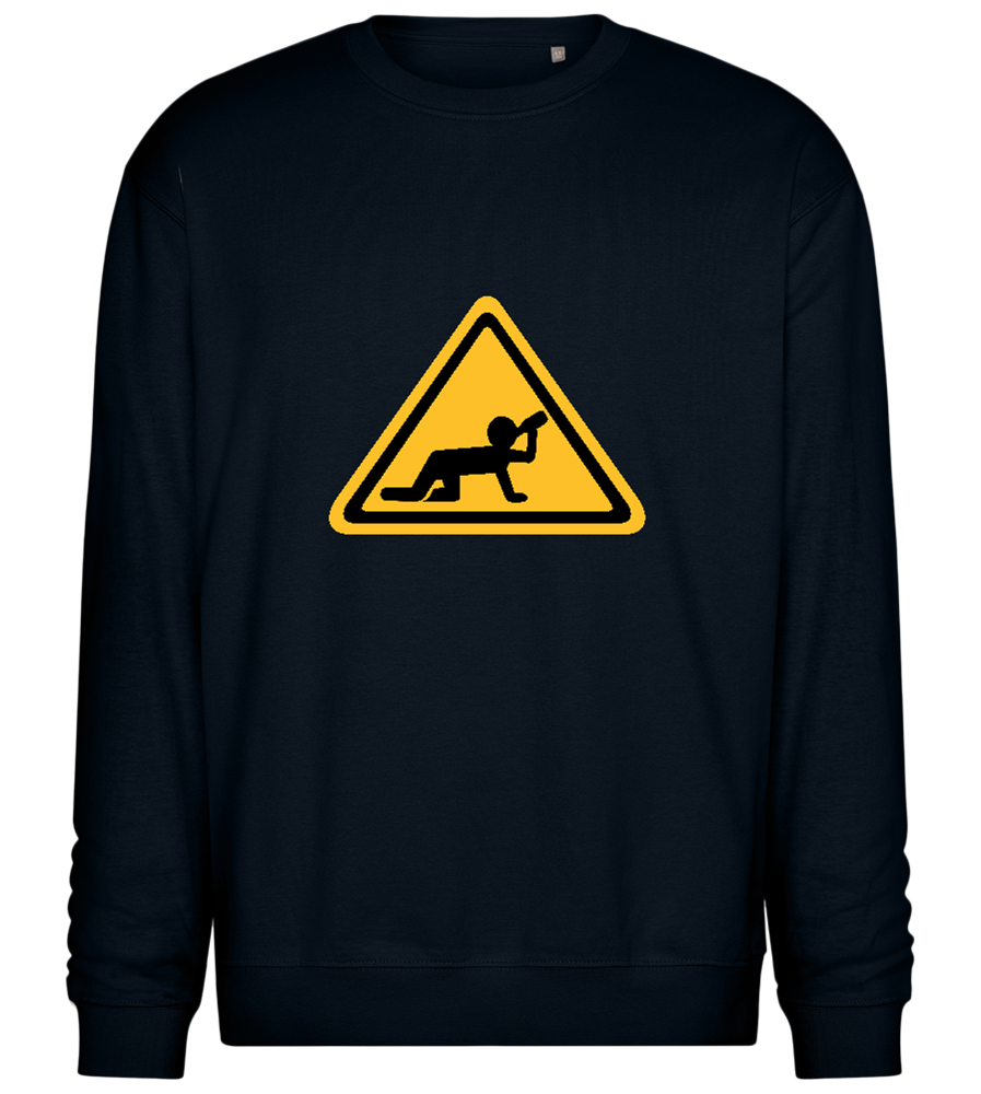 Drunk Warning Sign Design - Comfort Essential Unisex Sweater_BLACK_front