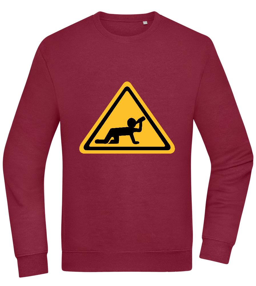 Drunk Warning Sign Design - Comfort Essential Unisex Sweater_BORDEAUX_front