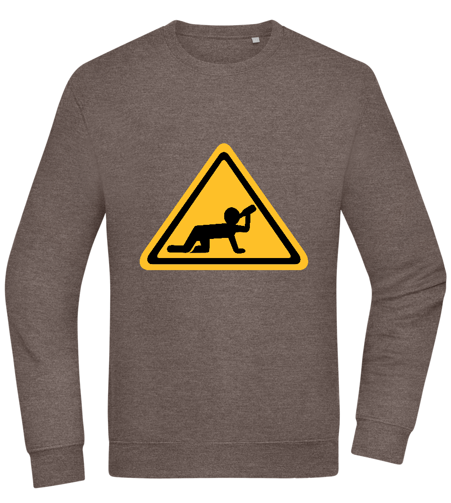 Drunk Warning Sign Design - Comfort Essential Unisex Sweater_CHARCOAL CHIN_front