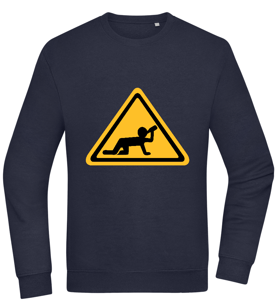 Drunk Warning Sign Design - Comfort Essential Unisex Sweater_FRENCH NAVY_front