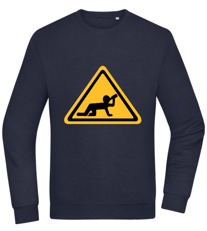 Drunk Warning Sign Design - Comfort Essential Unisex Sweater_FRENCH NAVY_front