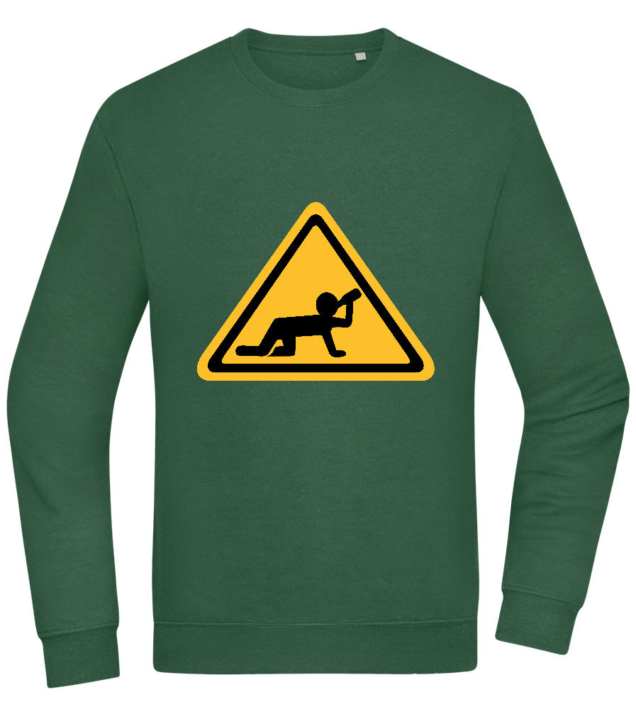 Drunk Warning Sign Design - Comfort Essential Unisex Sweater_GREEN BOTTLE_front