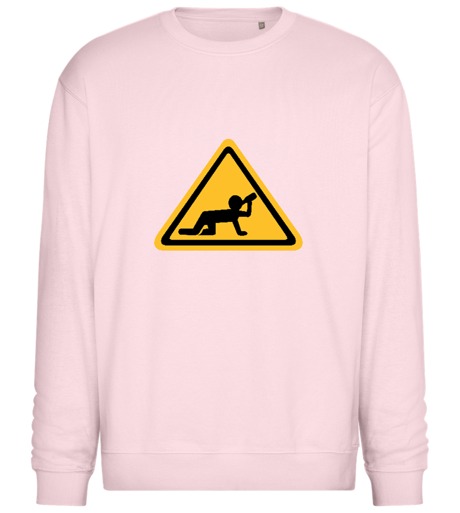 Drunk Warning Sign Design - Comfort Essential Unisex Sweater_LIGHT PEACH ROSE_front