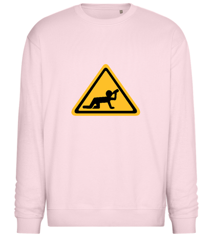 Drunk Warning Sign Design - Comfort Essential Unisex Sweater_LIGHT PEACH ROSE_front