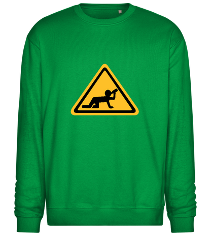 Drunk Warning Sign Design - Comfort Essential Unisex Sweater_MEADOW GREEN_front