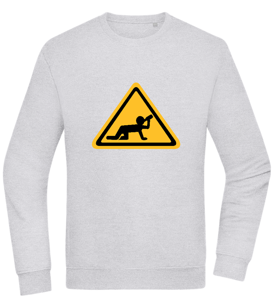 Drunk Warning Sign Design - Comfort Essential Unisex Sweater_ORION GREY II_front