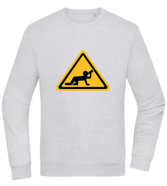 Drunk Warning Sign Design - Comfort Essential Unisex Sweater_ORION GREY II_front