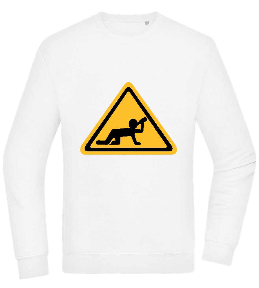 Drunk Warning Sign Design - Comfort Essential Unisex Sweater_WHITE_front