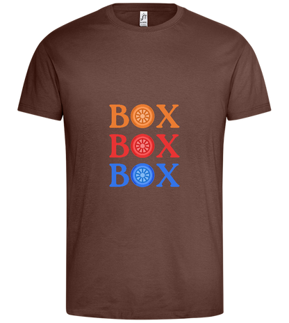 Box Box Box Design - Premium men's t-shirt_CHOCOLATE_front