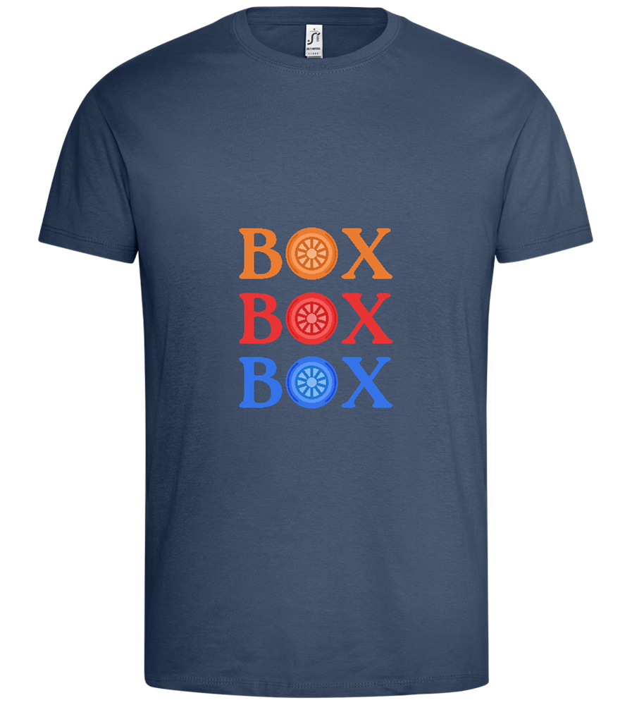 Box Box Box Design - Premium men's t-shirt_DENIM_front