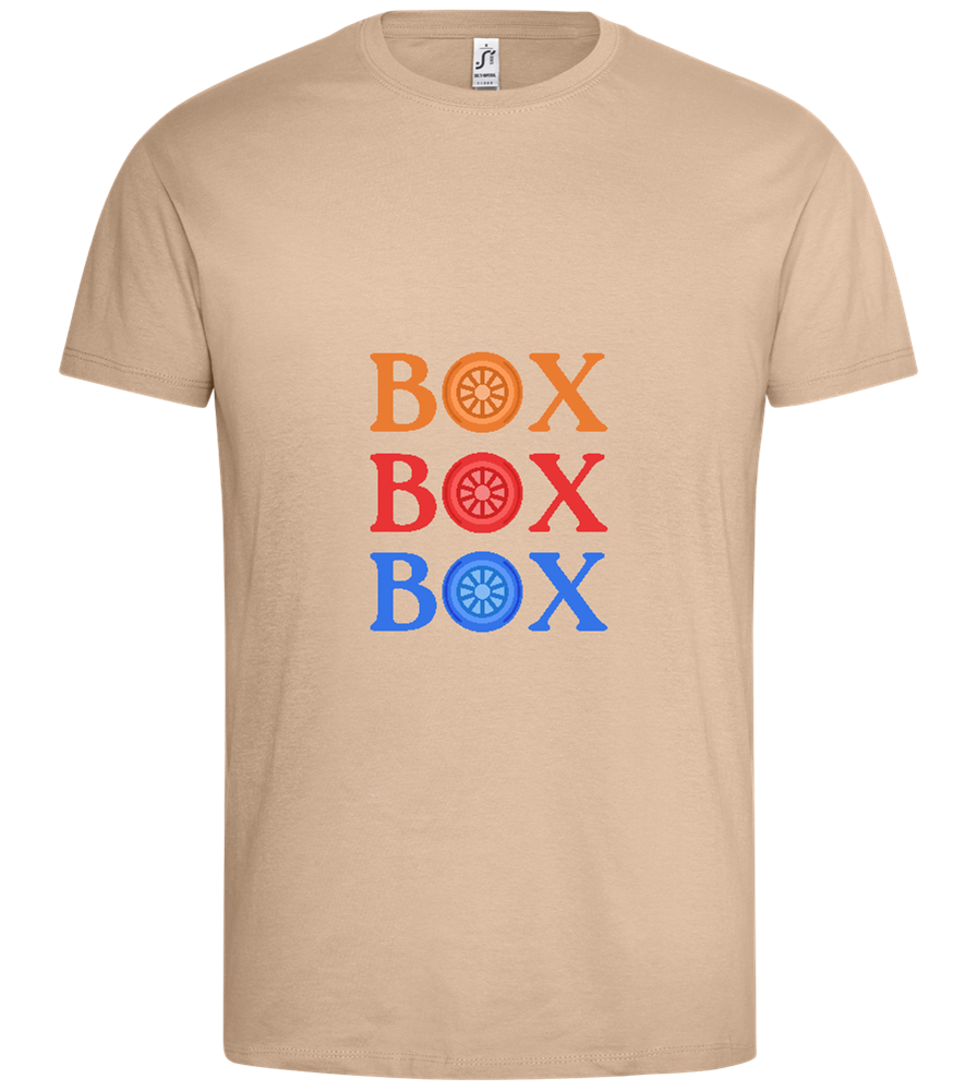 Box Box Box Design - Premium men's t-shirt_SAND_front