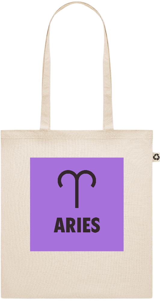 Zodiac Aries Design - Recycled cotton shopping bag_BEIGE_front