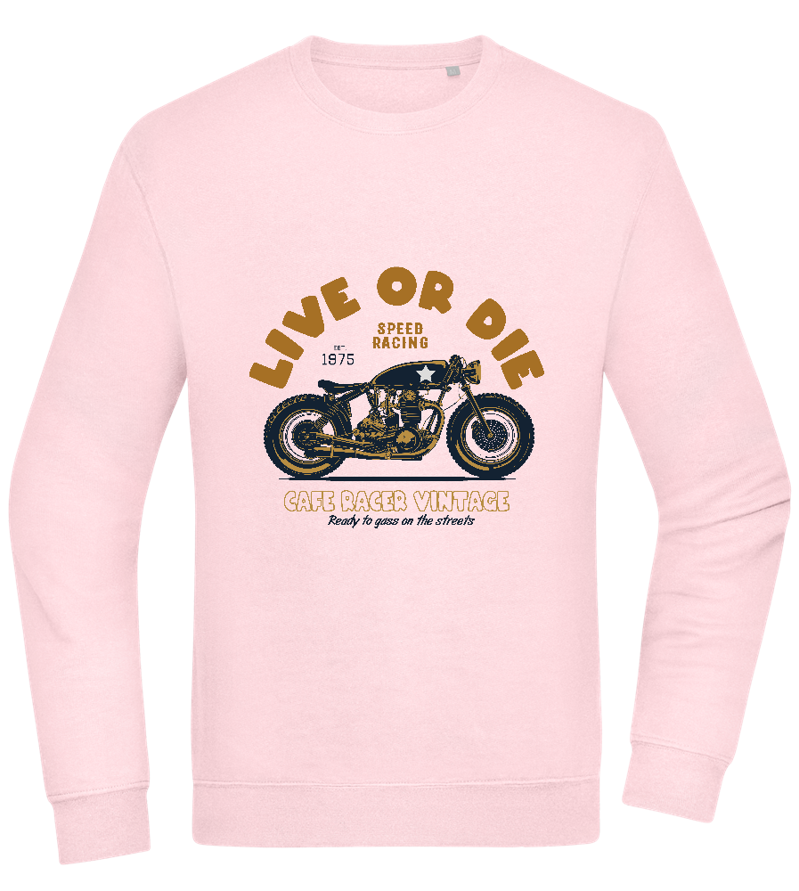 Cafe Racer Motor Design - Comfort Essential Unisex Sweater_LIGHT PEACH ROSE_front